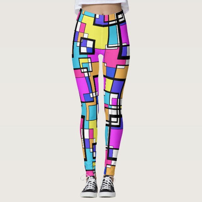 Leggings Formas geométricas coloridas de los años 80 (Anverso)
