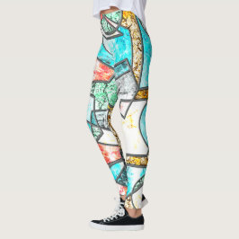 Leggings Formas geométricas con texturas blancas raras