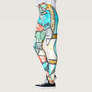Leggings Formas geométricas con texturas blancas raras