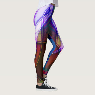 Leggings Formas geométricas de color de roya con luz de neó
