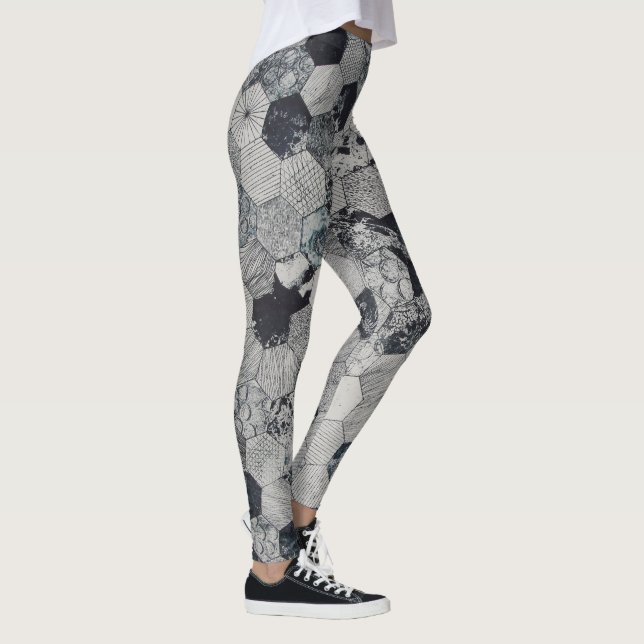Leggings Formas Geométricas De Color Negro Y Gris (Derecha)