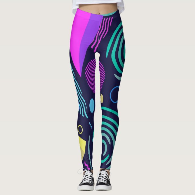 Leggings Formas geométricas de estilo Memphis (Anverso)