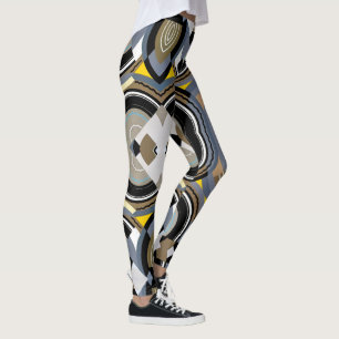 Leggings Formas geométricas de jazz de pochoir de arte vint