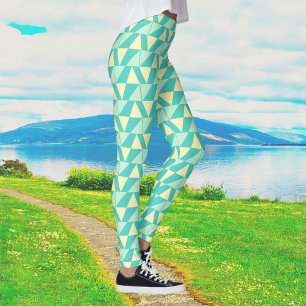 Leggings Formas geométricas en turquesa y amarillo