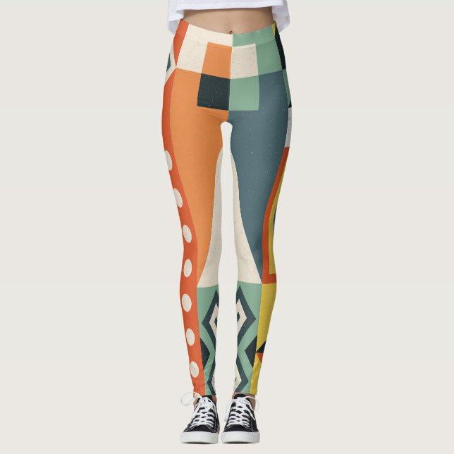 Leggings Formas geométricas, fondo simple plano. (Anverso)