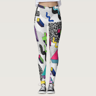 Leggings Formas geométricas multicolor, patrón retro.
