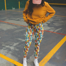 Leggings Formas modernas de pie turquesa dorada de mediados