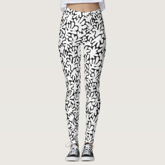 Leggings Formas orgánicas Resumen 240822 - Blanco sobre neg