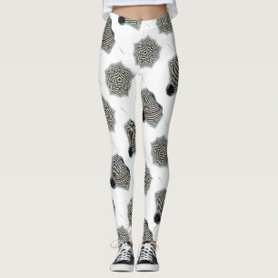 Leggings formas rayas blancas y negras flotantes blancas