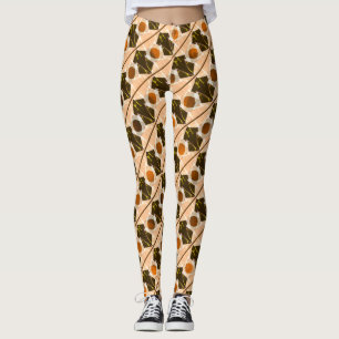 Leggings Formas, rayas, círculos o hexágono de naranja beig