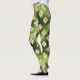 Leggings Formas, rayas, círculos o hexágono verde beige