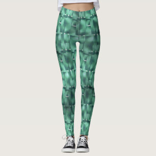 Leggings Formas rectangulares en verde oscuro y manchado