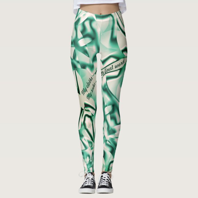 Leggings Formas verdes curvadas de acrílico, algunos tonos  (Anverso)