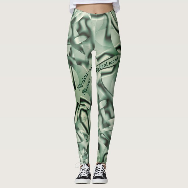 Leggings Formas verdes curvadas de acrílico, algunos tonos  (Anverso)