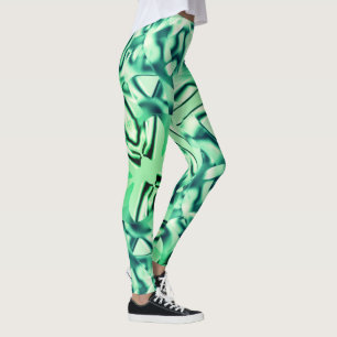 Leggings Formas verdes curvadas de acrílico, algunos tonos 
