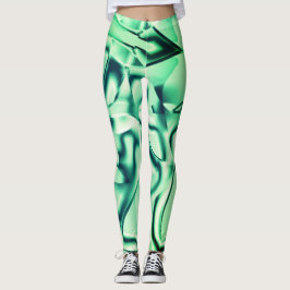 Leggings Formas verdes curvadas de acrílico, con tonos de m