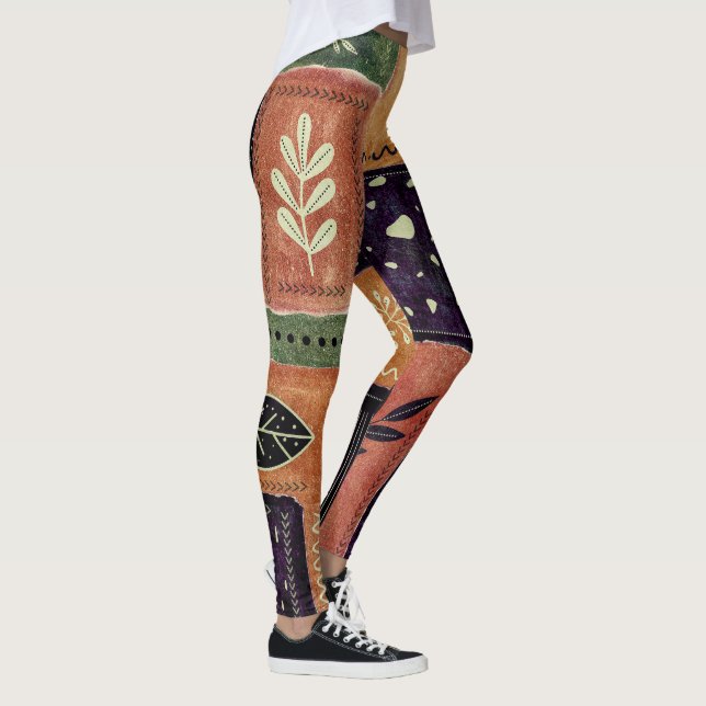 Leggings Formas y hojas de círculos geométricos abstractos  (Derecha)