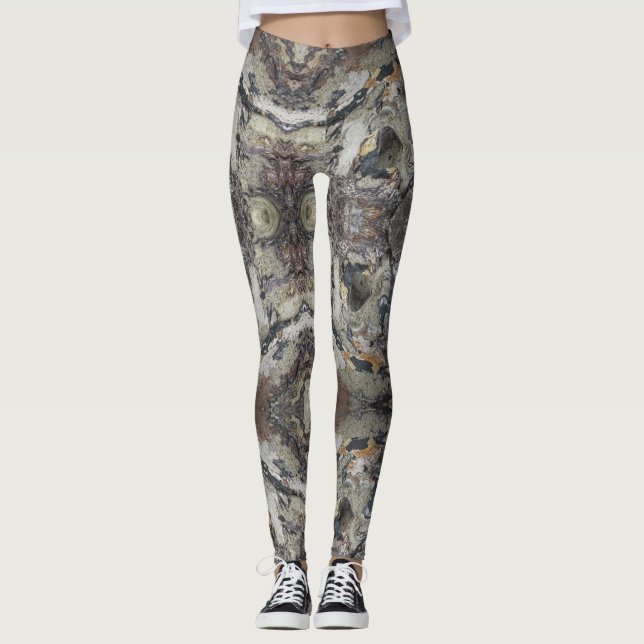 Leggings Foto de Driftwood Grano de madera costera mareado (Anverso)