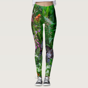 Leggings Foto de flores de verano de jardín de cottage ingl