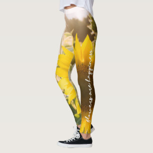 Leggings Foto de girasol real Campo Flores son felicidad