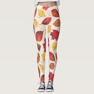 Leggings Foto de hojas reales, patrón único sin costuras.