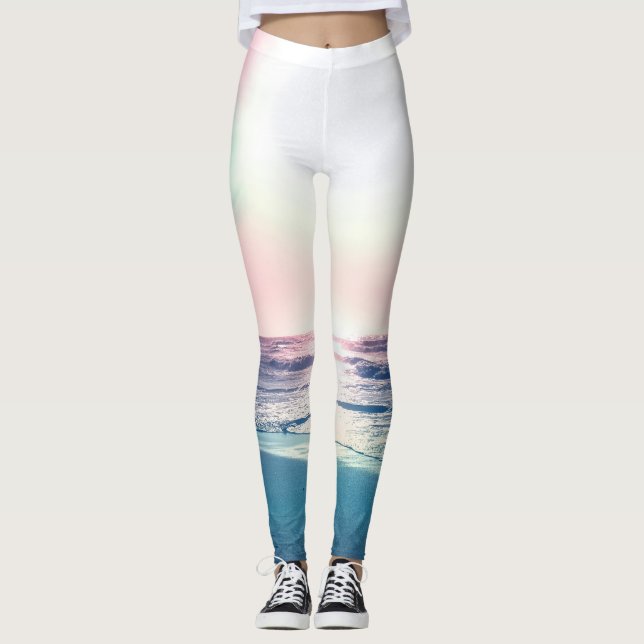 Leggings Foto de la playa tropical de Summer Sea Sunset (Anverso)