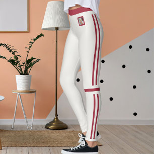 Leggings Foto de mascota neutra con rayas granate oscuro pe