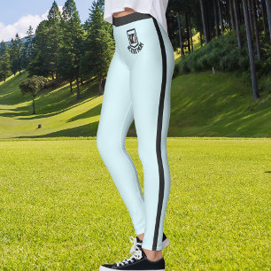 Leggings Foto de mascota personalizada con rayas azules y n