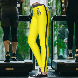 Leggings Foto de mascota personalizada Nombre Amarillo Raya