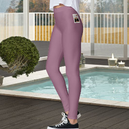 Leggings Foto de Mascota Personalizada Texto Moderno Neutro