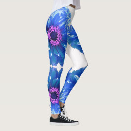 Leggings Foto floral azul margarita