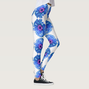 Leggings Foto floral azul margarita