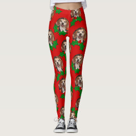 Leggings Foto Mascota de los Navidades Red Green Holly