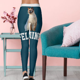 Leggings Foto personalizada de un gato Mascota siamés azul 