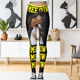 Leggings Foto personalizada del gato del Mascota amarillo b