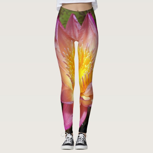Leggings Fotografía de Lirio de Agua Rosa (Anverso)