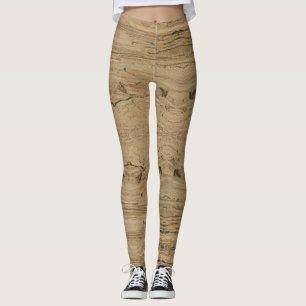 Leggings Fotografía de madera Patrón de rayas naturales mar