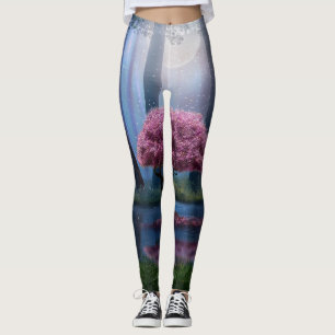 Leggings Fotomanipulación del bosque de estanques rosados