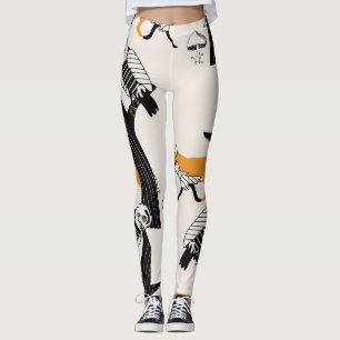 Leggings Fox, búho, árbol, vintage sin costuras.