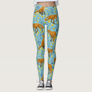 Leggings Foxes y mariposas en azul de la piscina