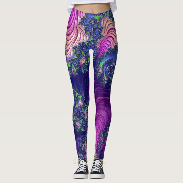 Leggings Fractal arcoiris colorido de Boho Jewel Tone Tripp (Anverso)