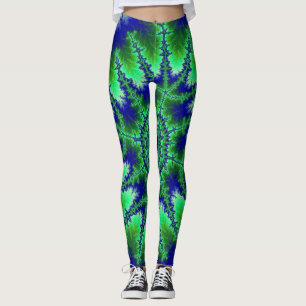 Leggings Fractal azul y verde colorido