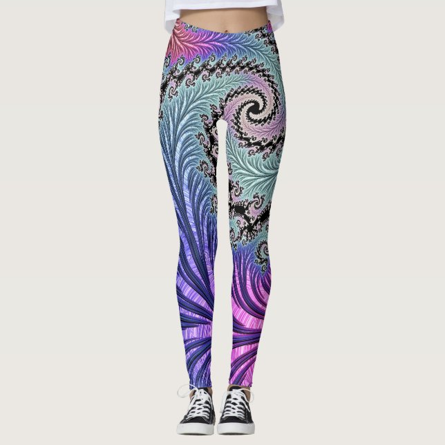 Leggings Fractal de espiral divertida (Anverso)