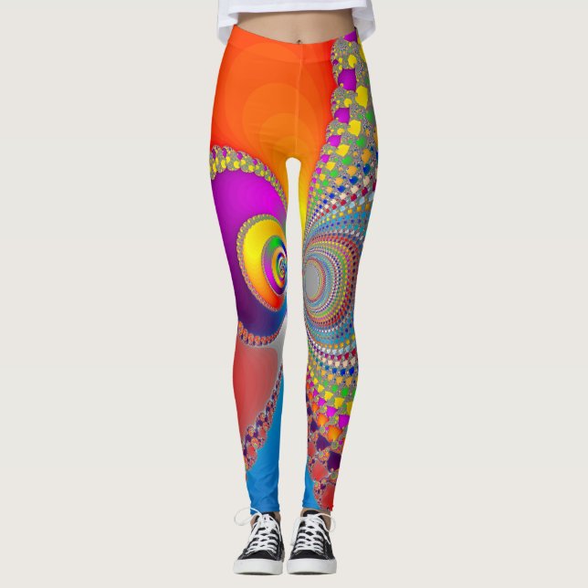 Leggings Fractal espiral colorida (Anverso)