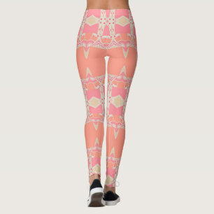 Leggings Fractal Lace Garter Pink+Naranja Leggings,  sydefx