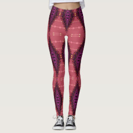 Leggings Fractal Lace Purple+Earth Pink Leggings,  Psydefx.
