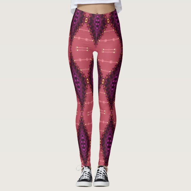 Leggings Fractal Lace Purple+Earth Pink Leggings,  Psydefx. (Anverso)