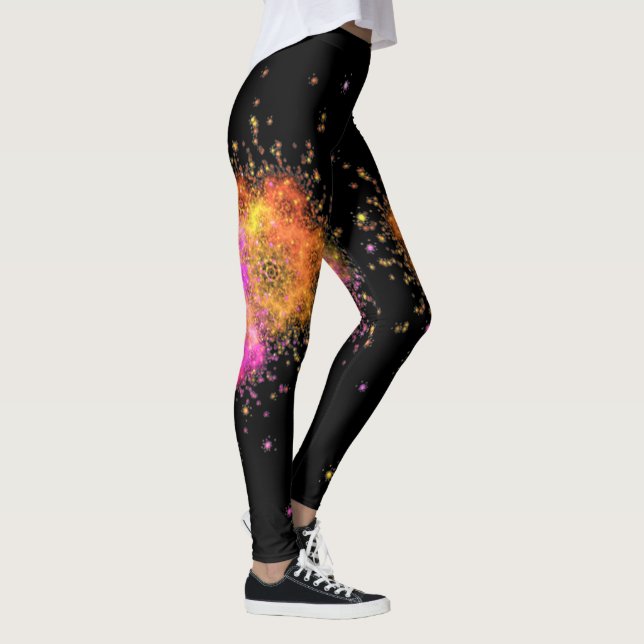 Leggings fractal moderno en rosa y negro (Derecha)