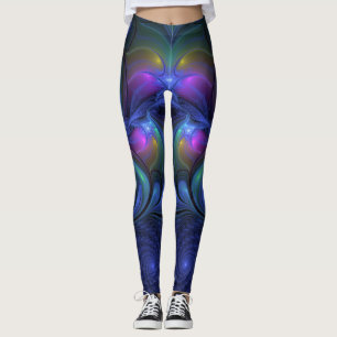 Leggings Fractal verde rosa azul luminoso colorido abstract