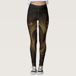 Leggings Fractales geométricos Black Gold Brown Elegant